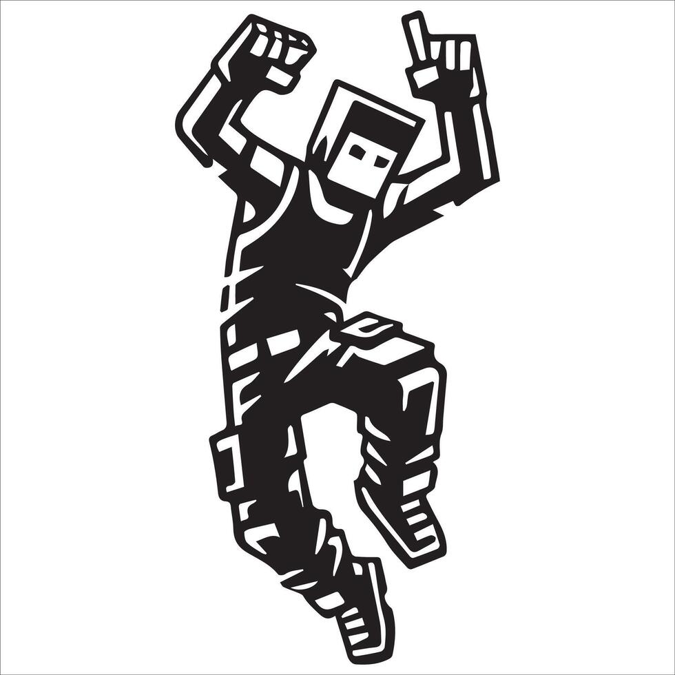 Man Mid-Air Jump Silhouette vector