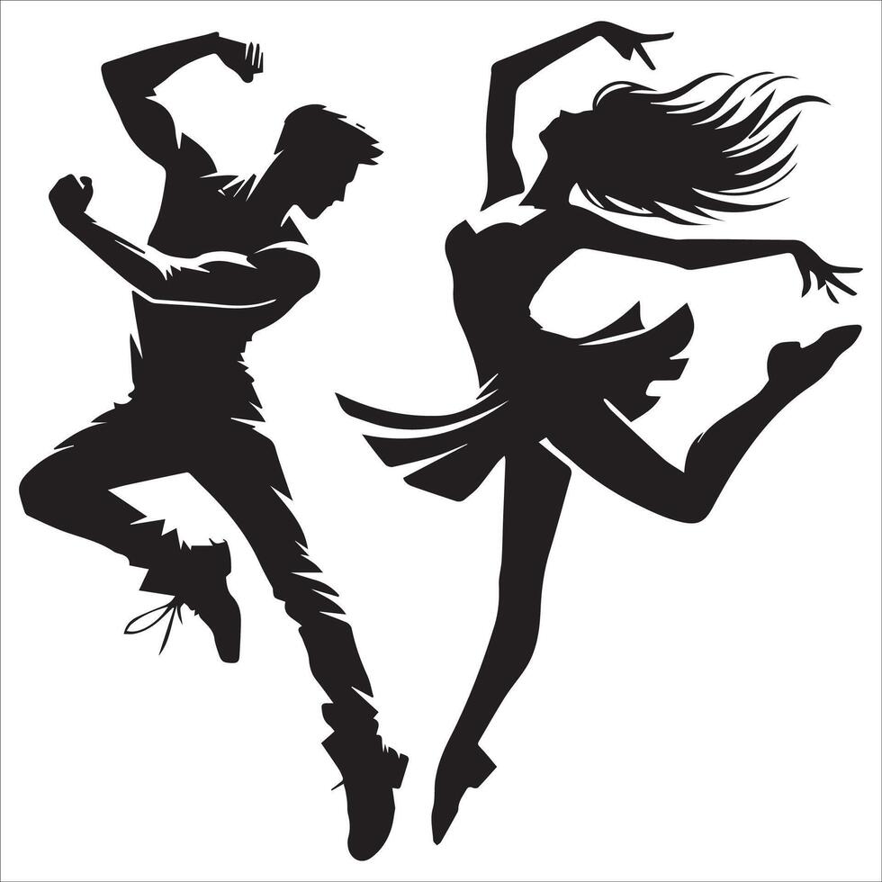 Men in Action Jumping Silhouette vector