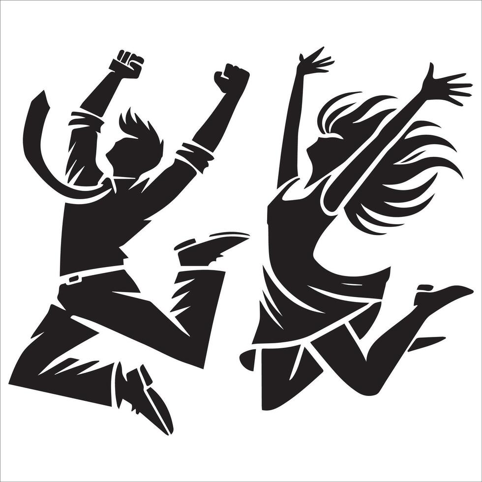 Team of Men Leaping Silhouette Design vector