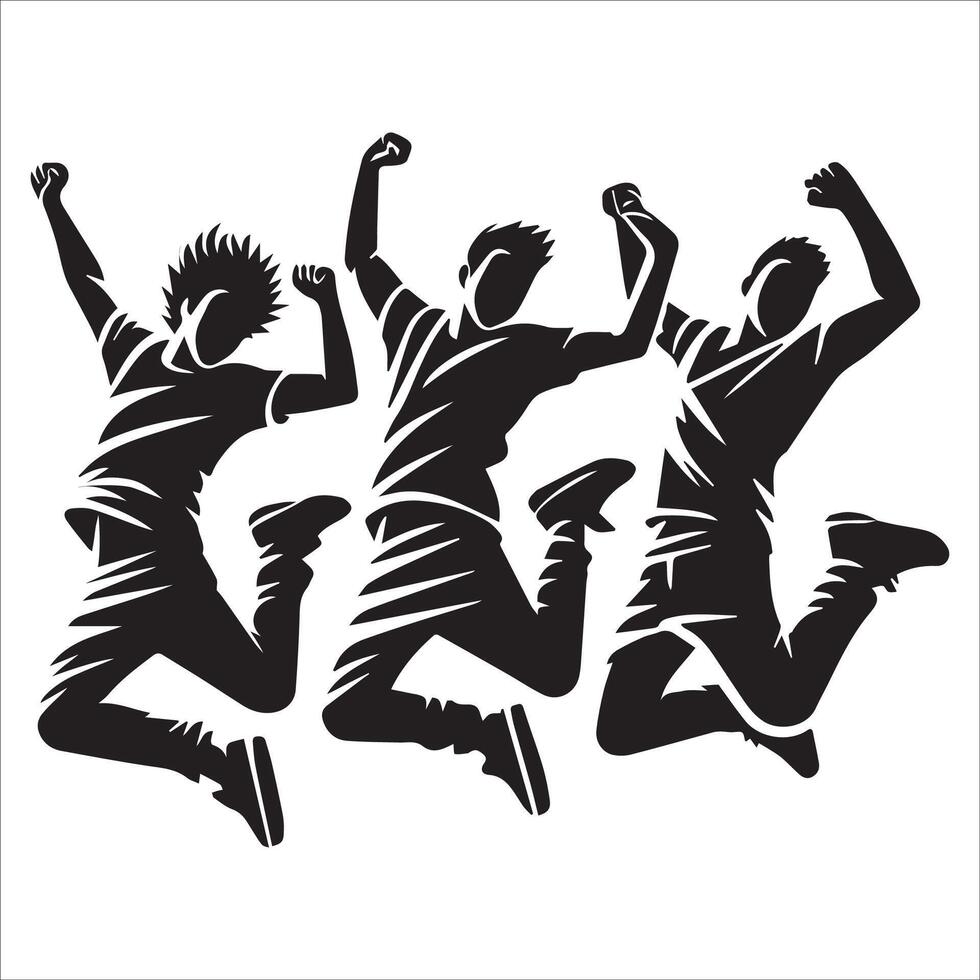 Jumping Men in Motion Silhouette vector