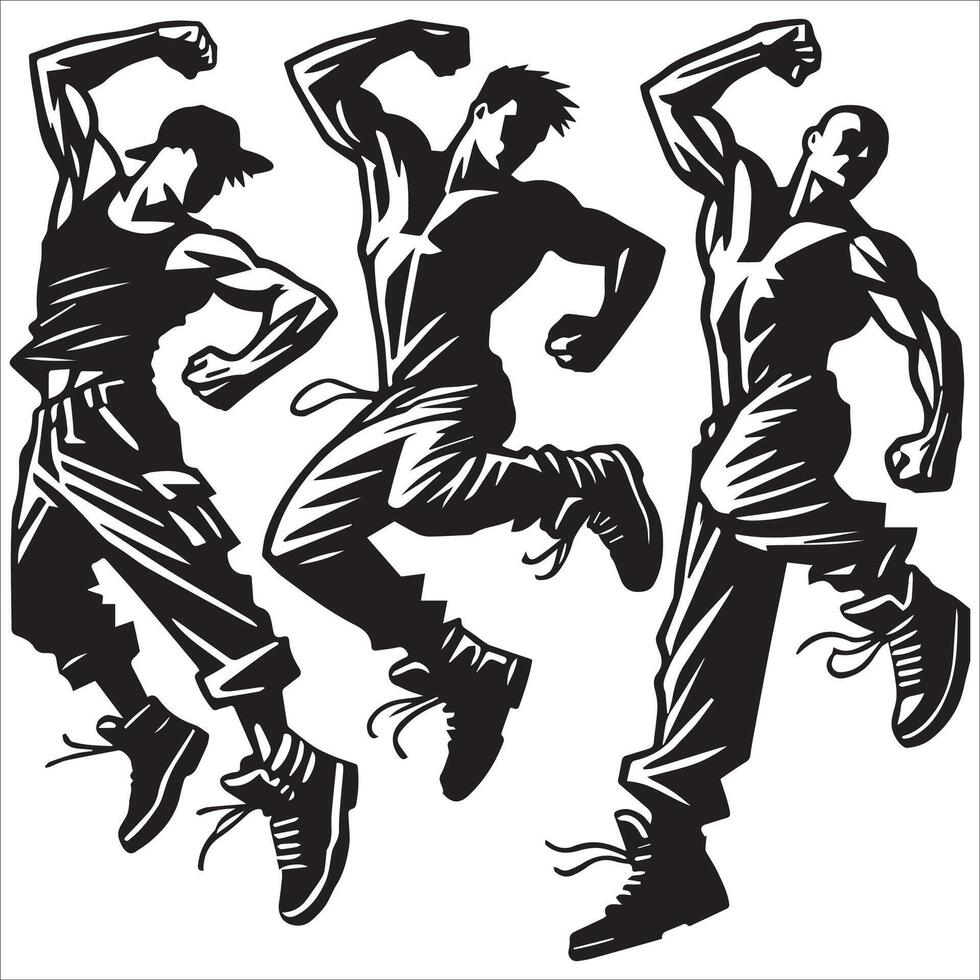 Group of Jumping Men Silhouette Illustration vector