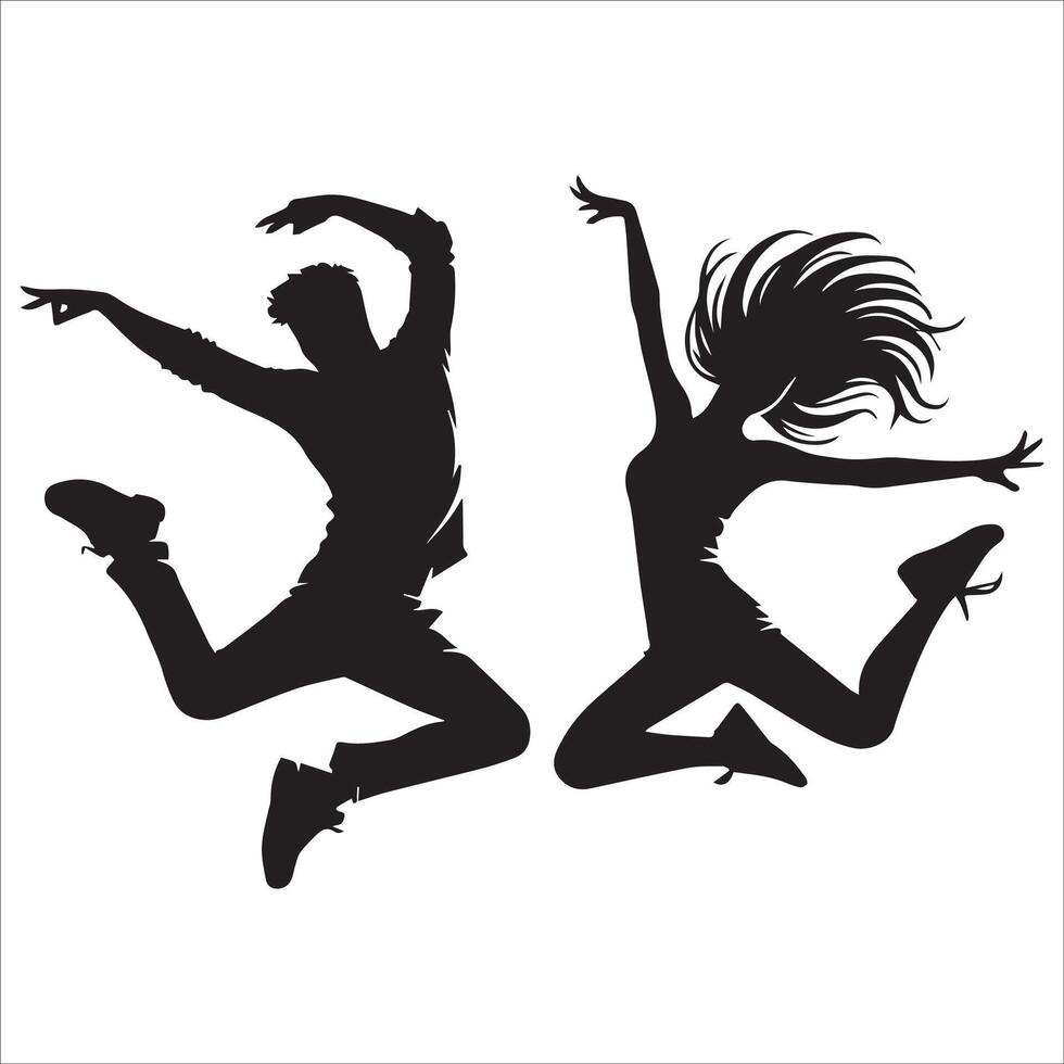 Group of Men Jumping Silhouette Design vector
