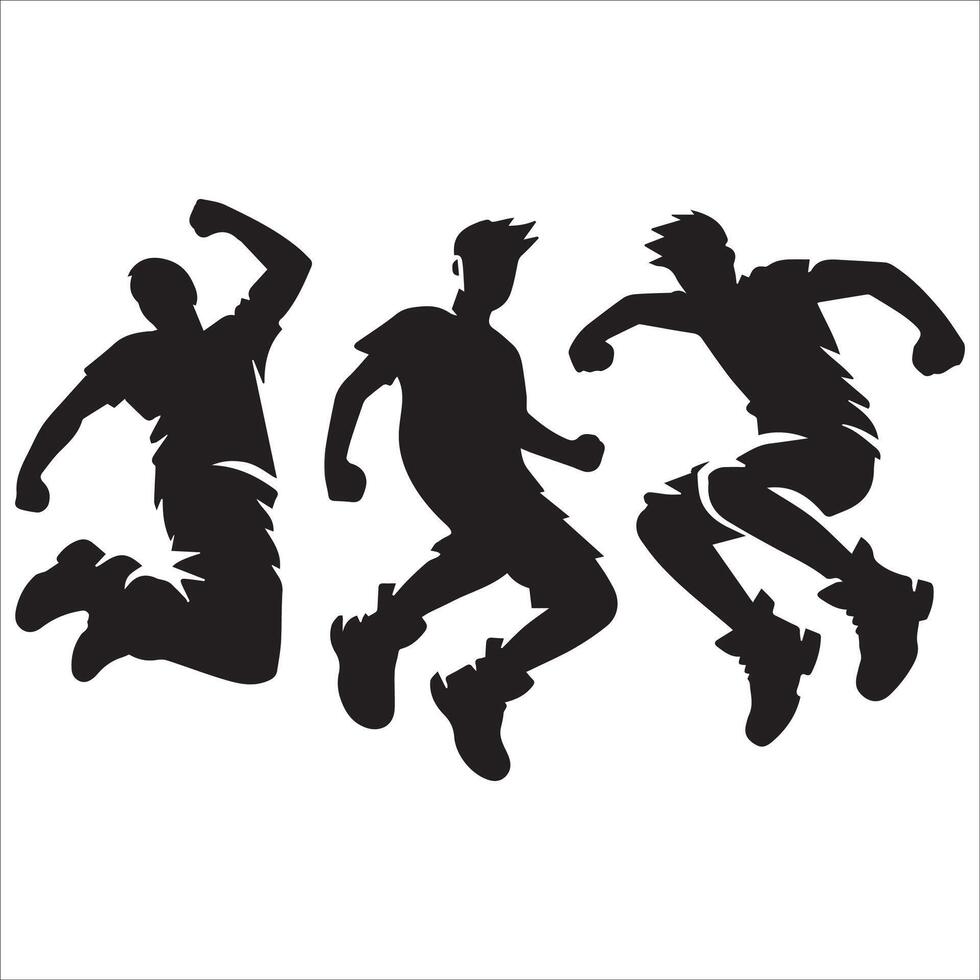 Dynamic Team Jump Silhouette vector