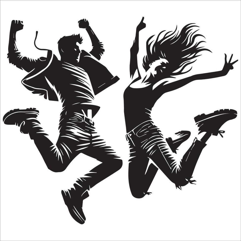 High-Energy Group Jump Silhouette Design vector