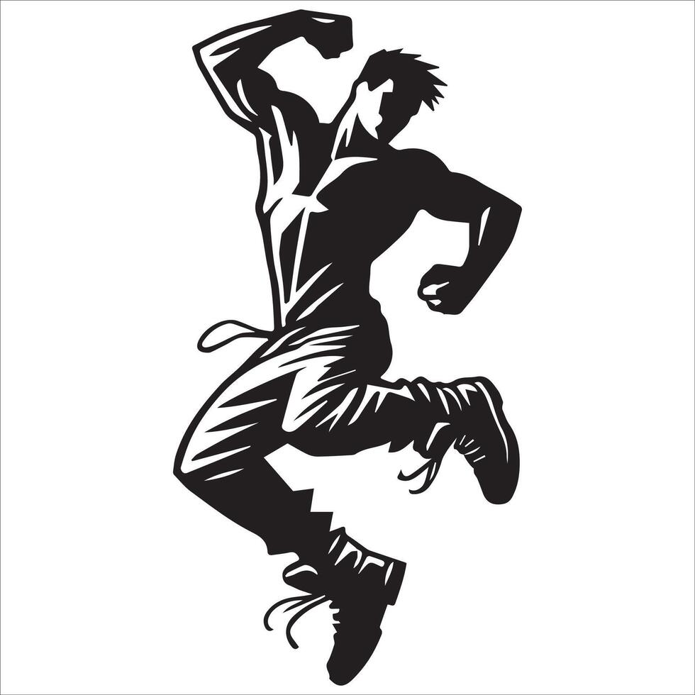 Active Man Jumping Silhouette vector