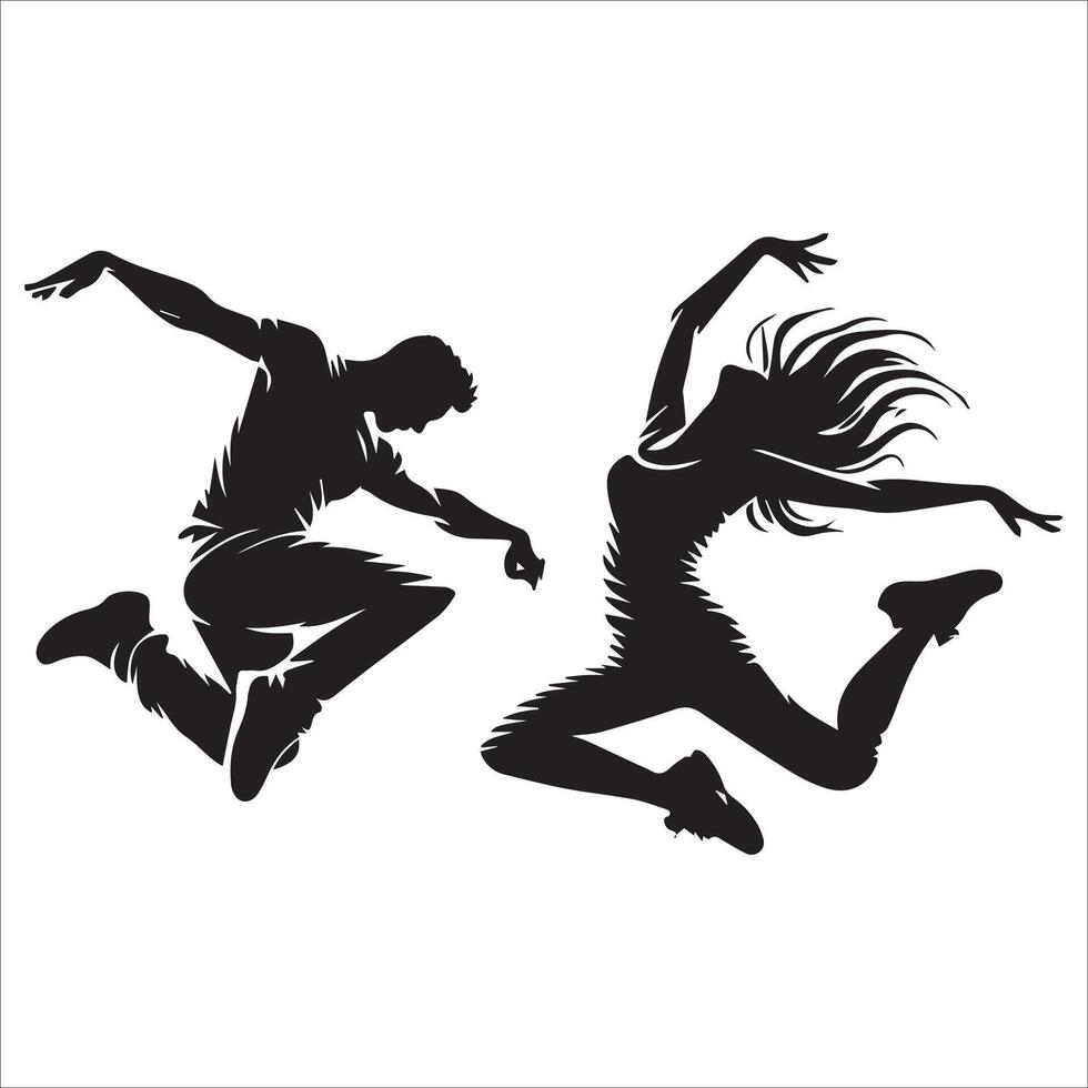 Collective Jump Silhouette Art vector