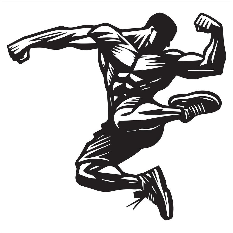 Motivated Man Jump Silhouette Design vector
