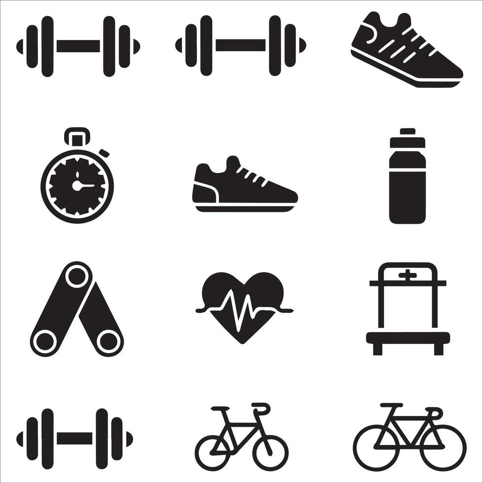 Clean Exercise Icons Set vector