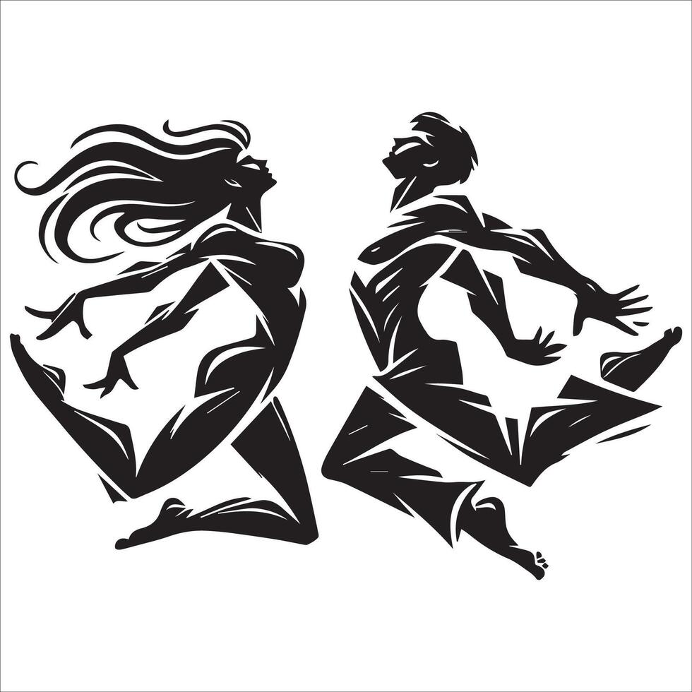Men in Motion Jumping Silhouette vector