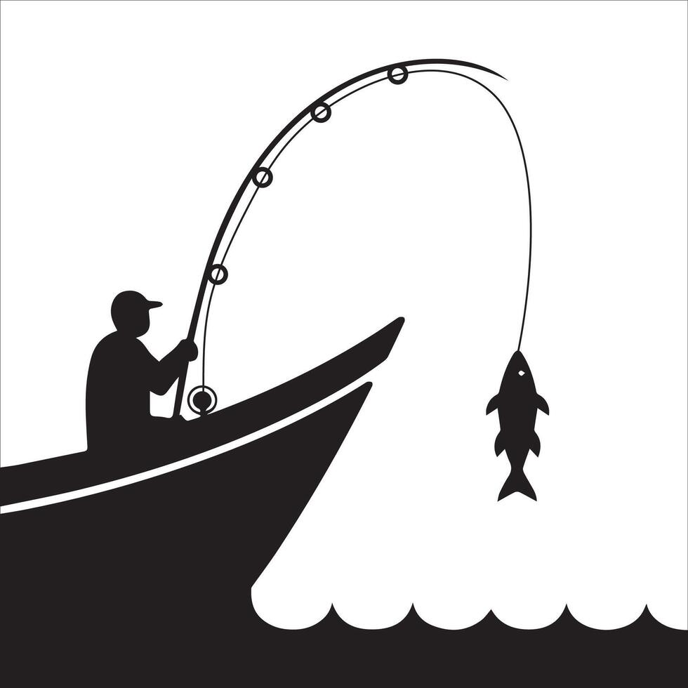 Fishing Boat Silhouette Design vector