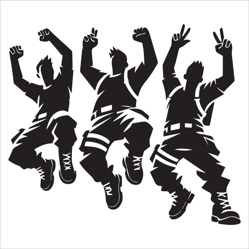 Group of Men Leaping Silhouette Illustration vector