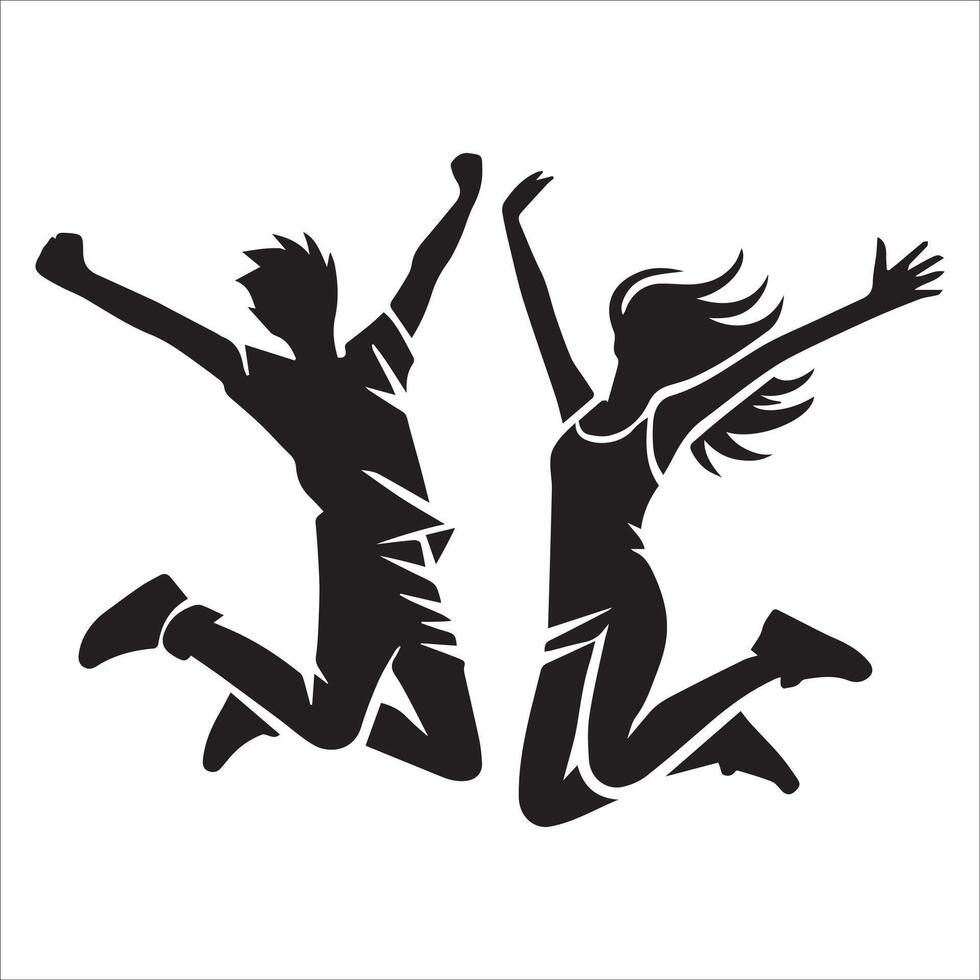 Teamwork in Action Jump Silhouette vector