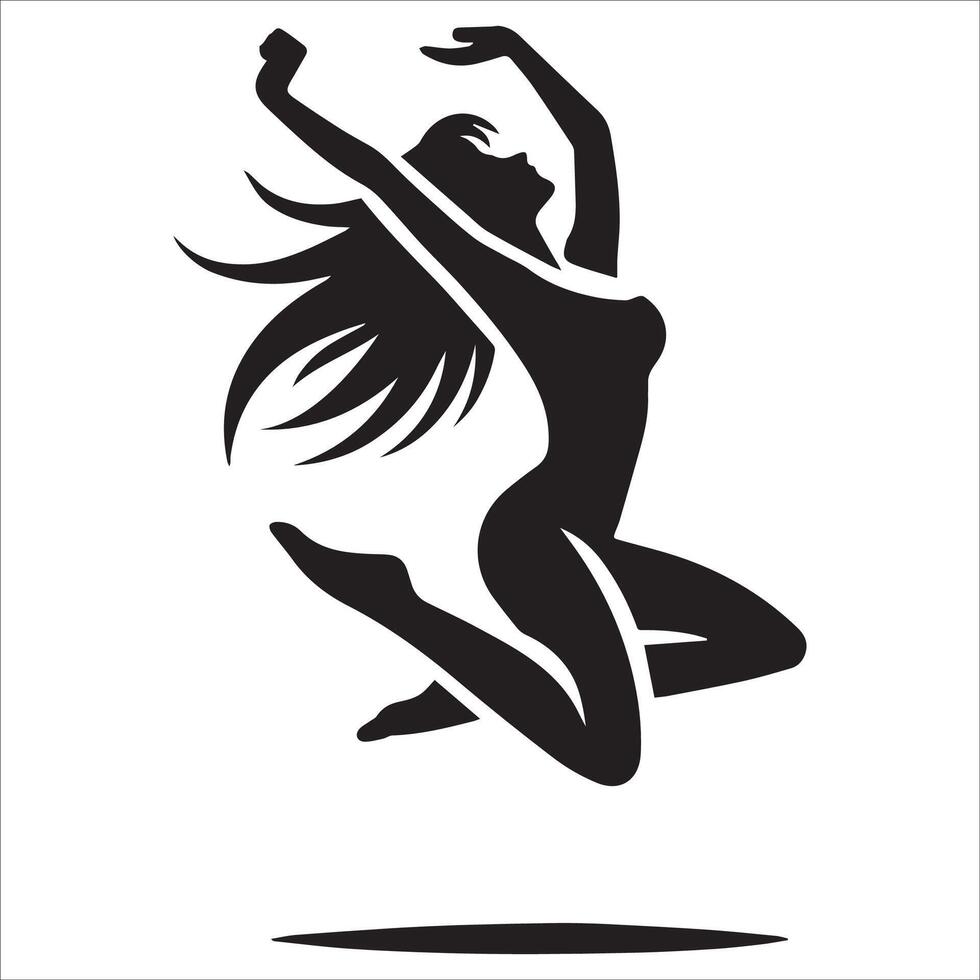 Woman jumping silhouette design vector