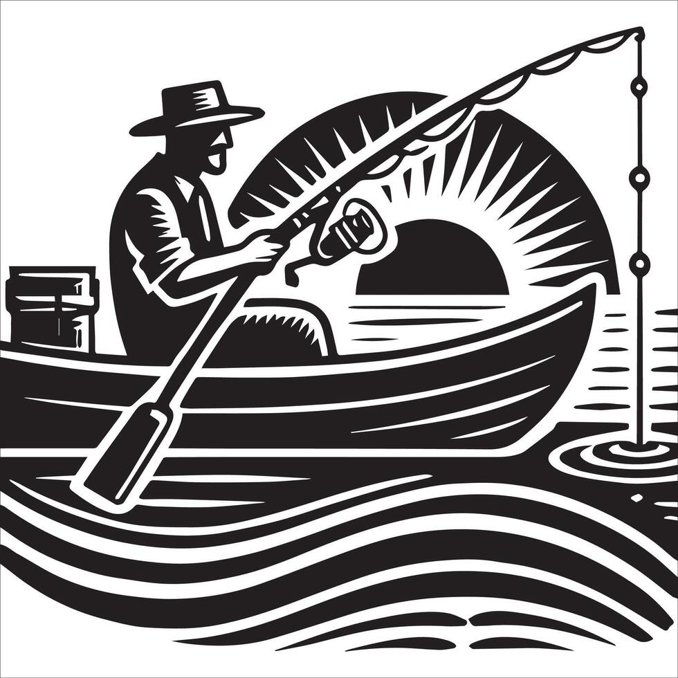 Fishing Boat Silhouette Design Art vector