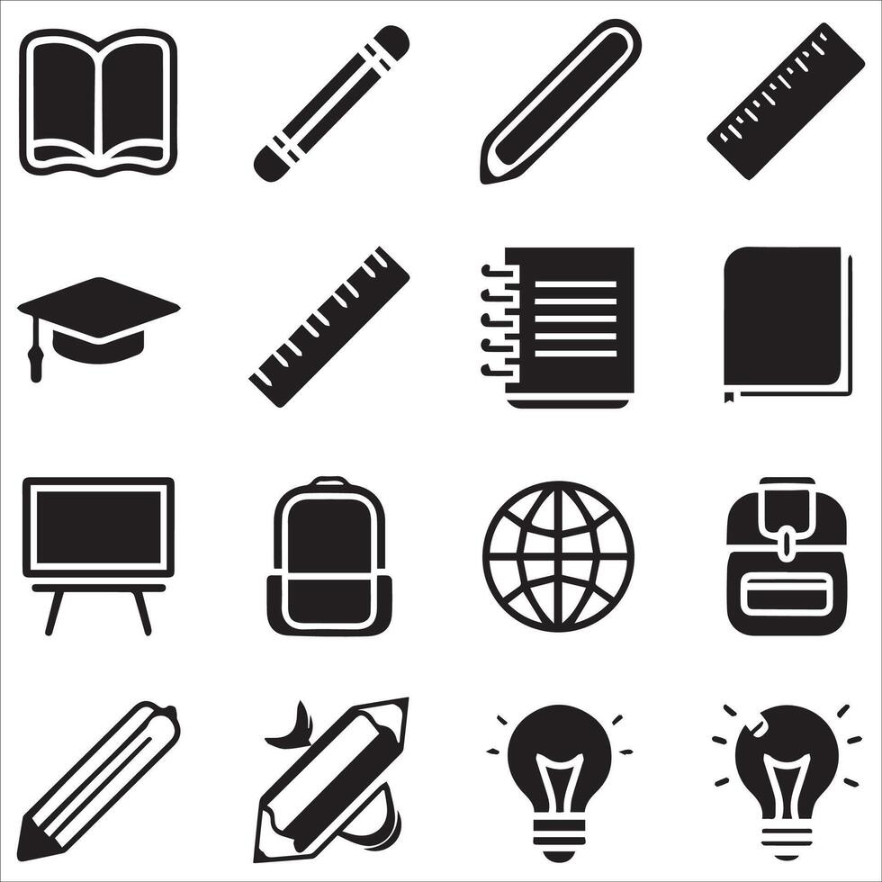 Flat Style Academic Icons Set vector