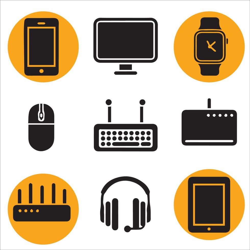 Minimalist Tech Icons Collection vector
