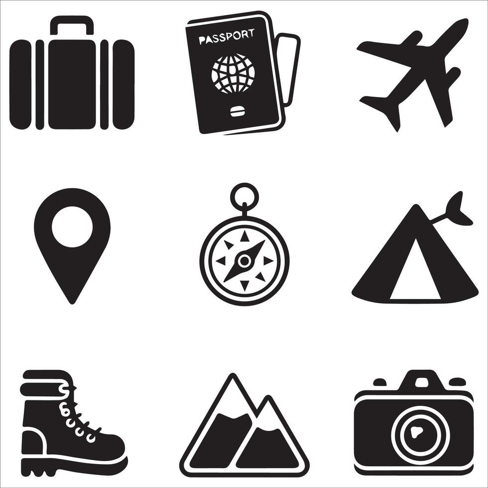 Dynamic Hiking and Camping Icons vector