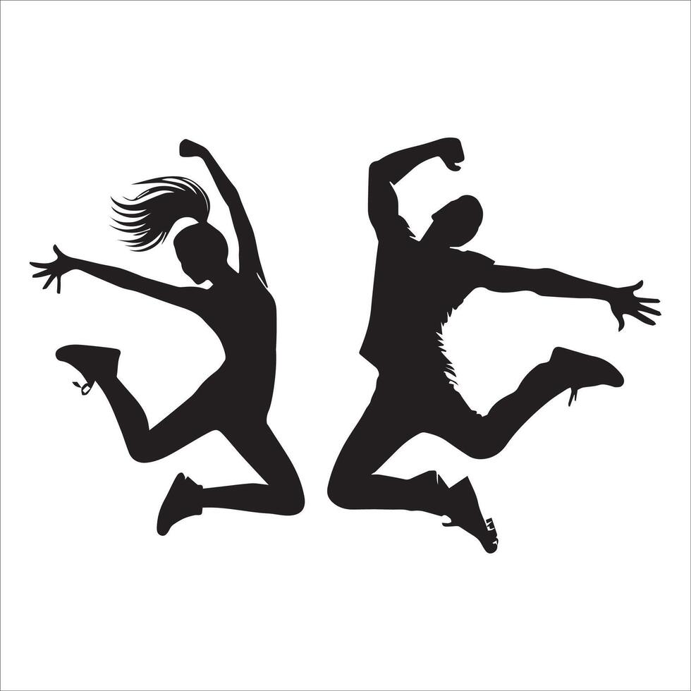 Joyful Group of Men Jumping Silhouette vector