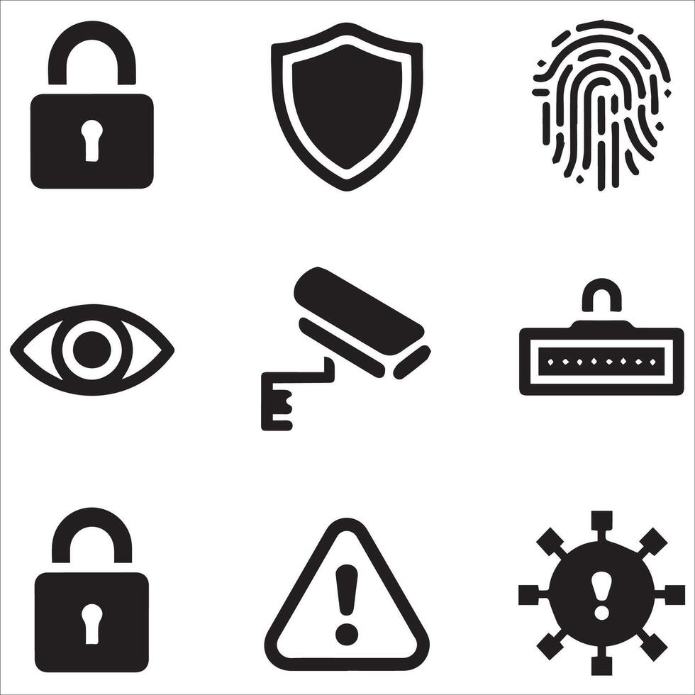 Trendy Security System Icons Collection vector