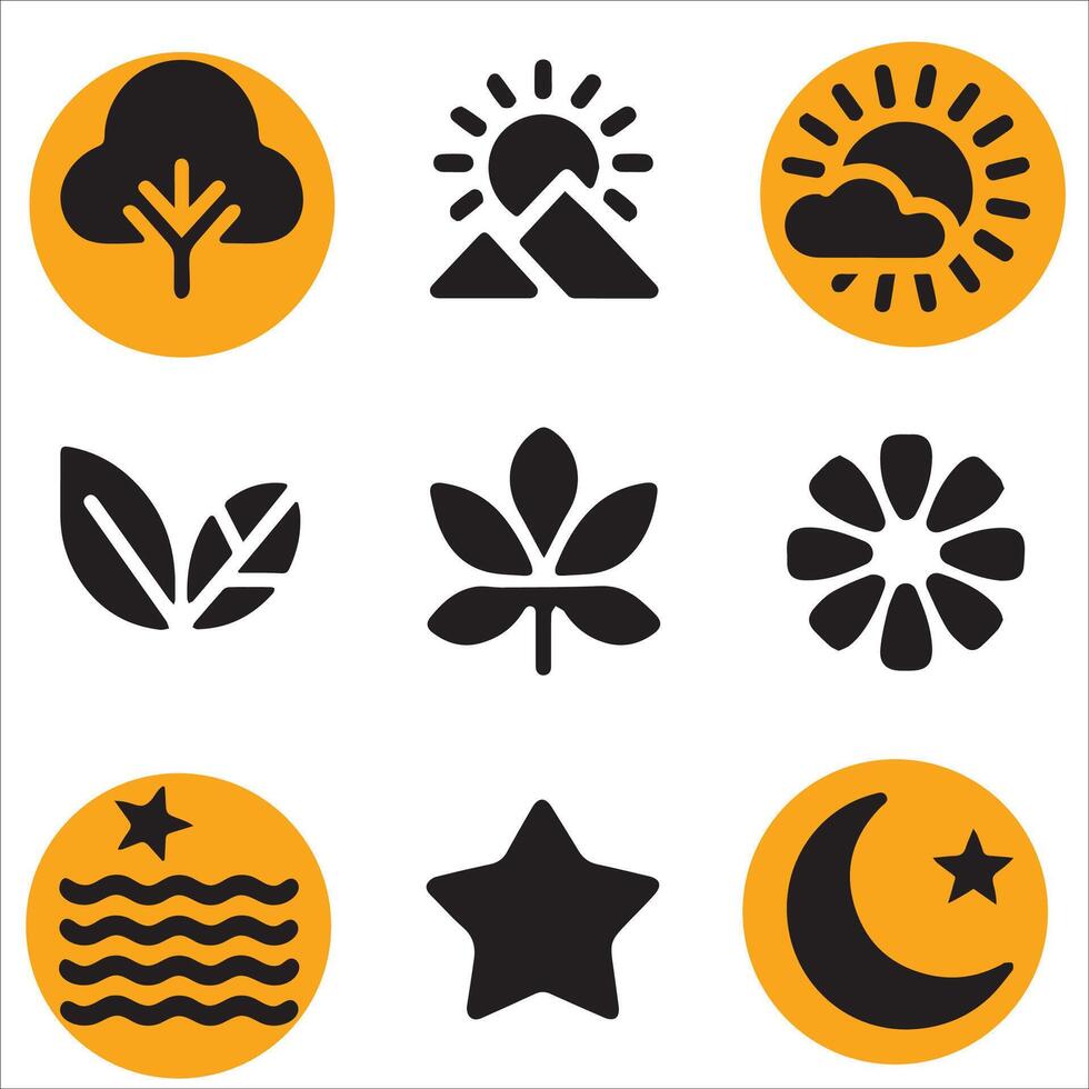 Minimalist Nature Icon Pack vector