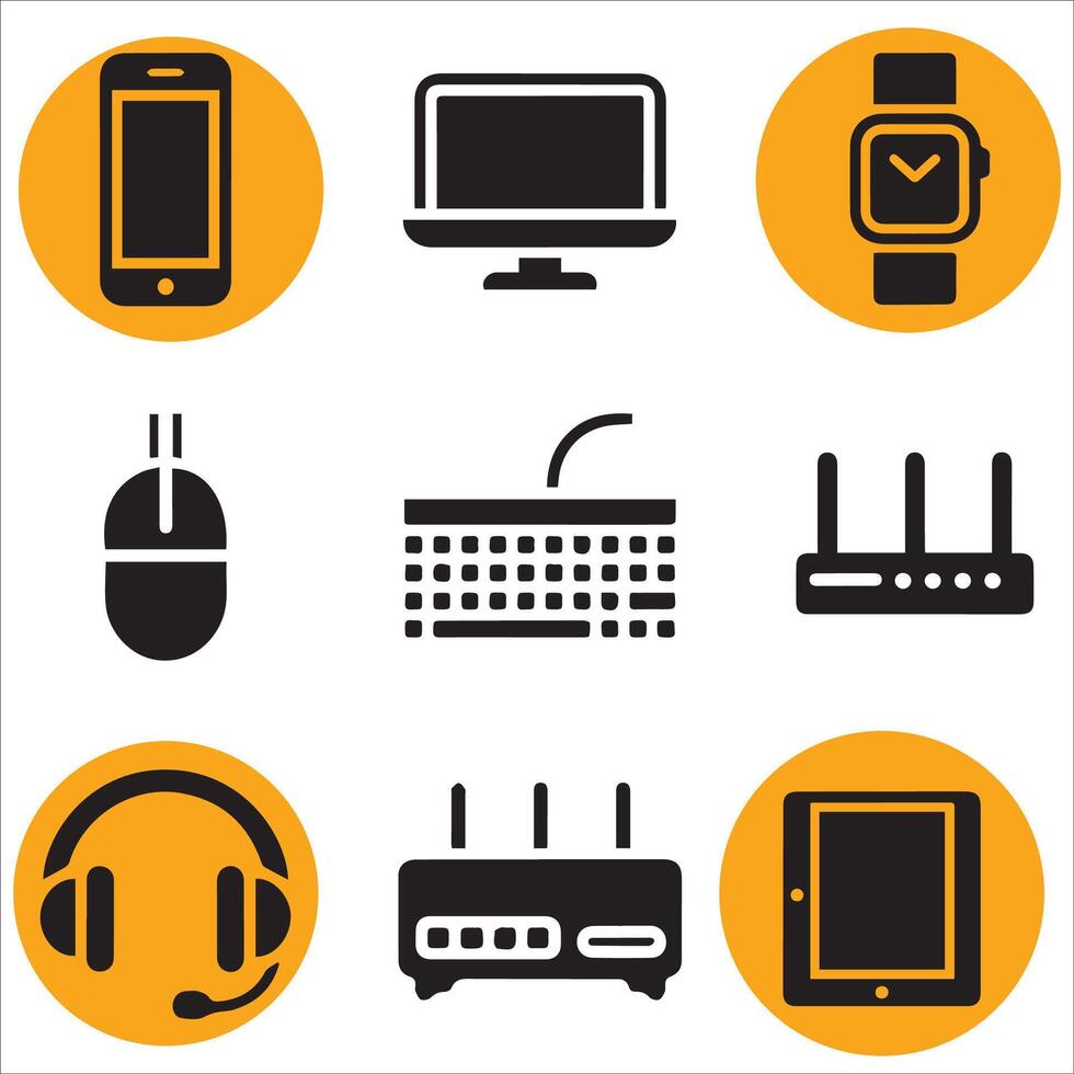 Modern Tech Symbols Set vector