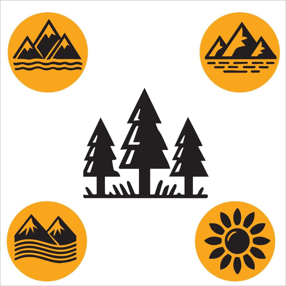 Solid Nature and Environment Icons vector