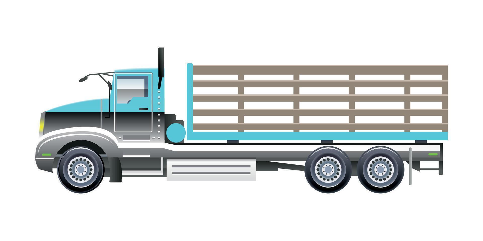 semi medium trucks car for transporting agriculture and livestock illustration vector