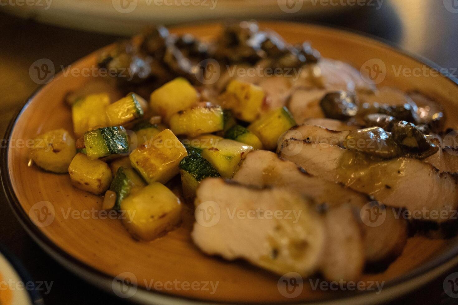 Roast beef with truffle sauce photo
