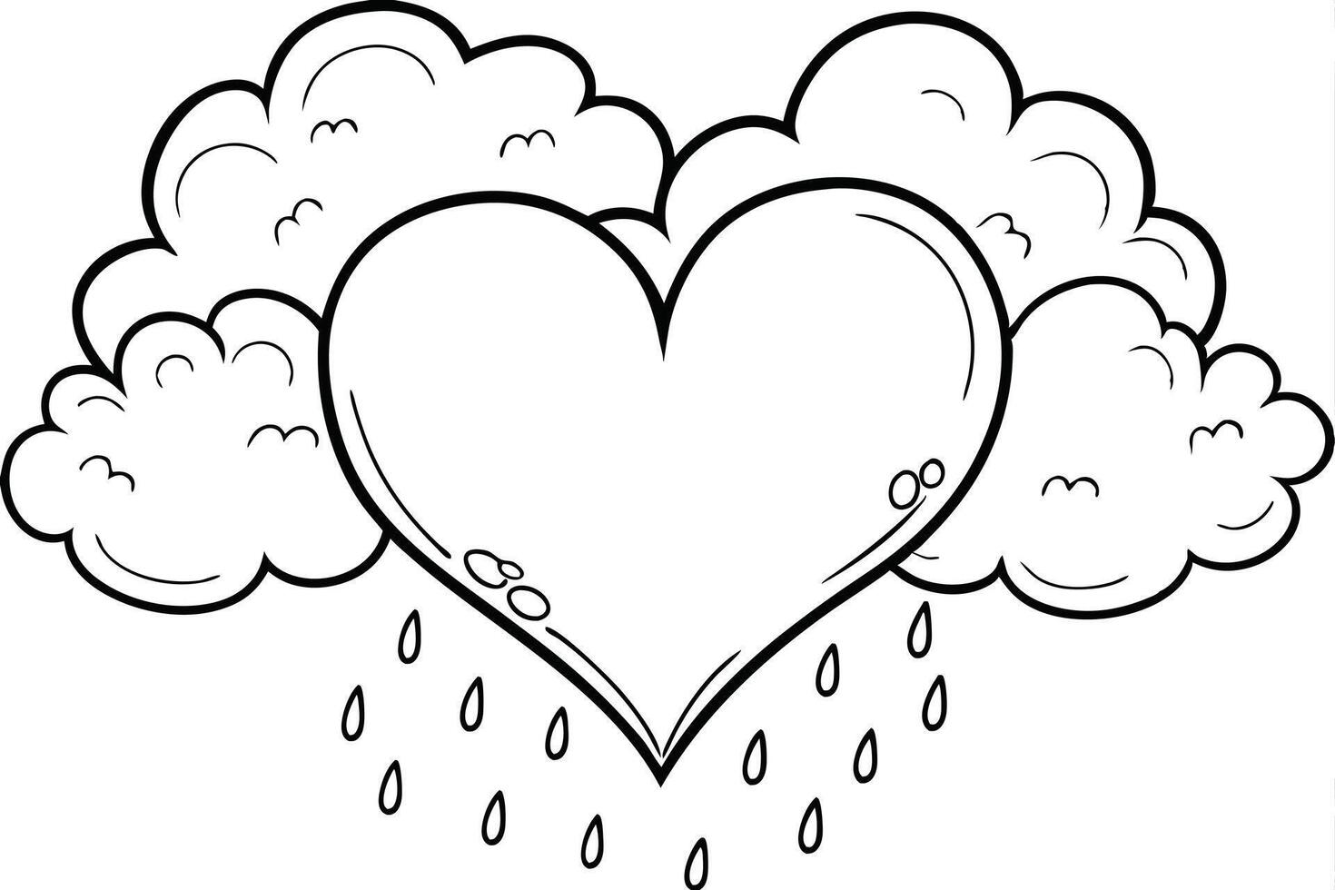 A Tiny Heart-Shaped Cloud Raining Love Drops vector