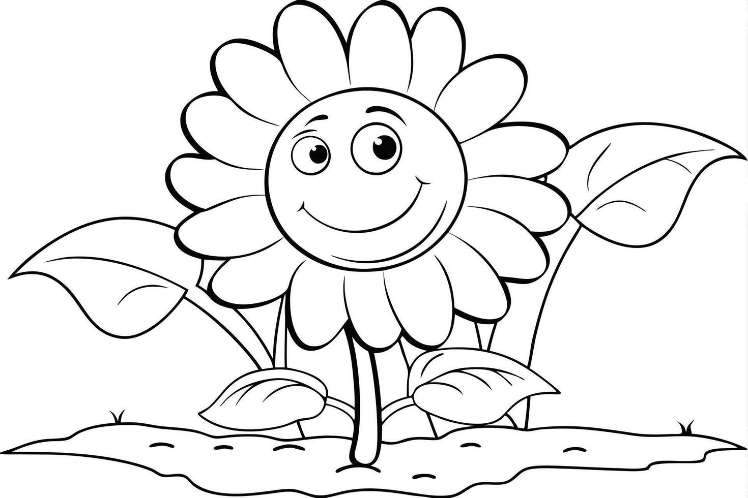 A Big Sunflower with Smiling Petals vector