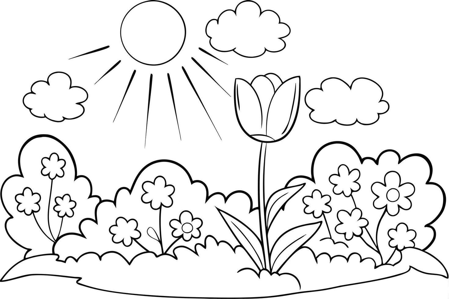 Single Tulip Blooming in Sunny Garden vector