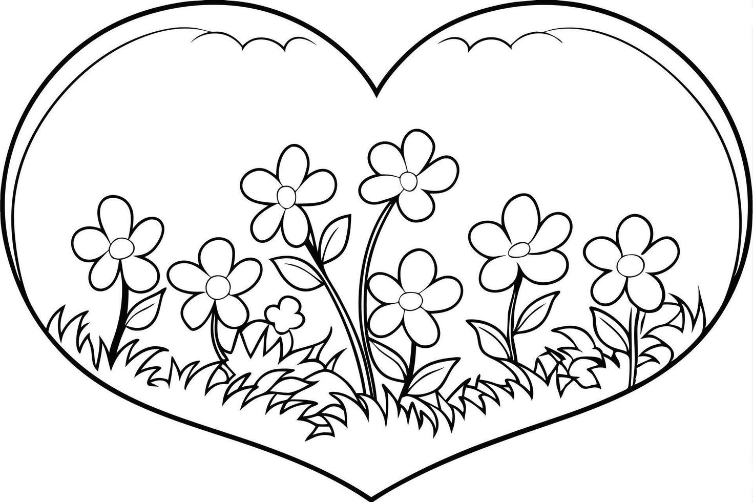 Heart-Shaped Garden with Tiny Flowers vector
