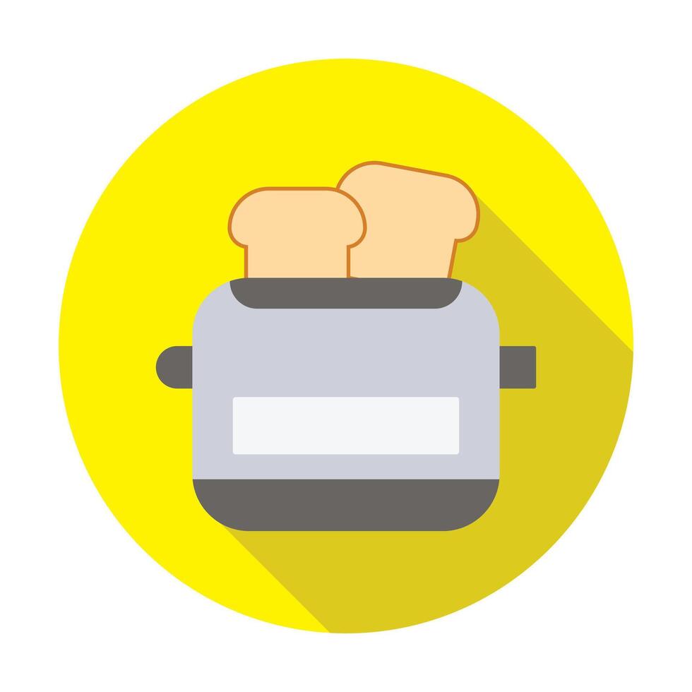 Toaster flat icon with long shadow for web and mobile design. vector