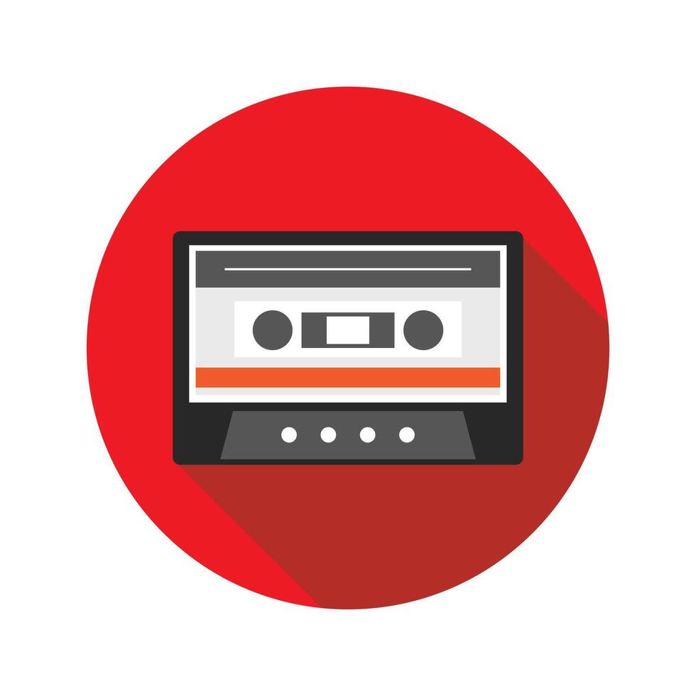 Cassette tape icon. Flat design illustration. EPS 10 vector