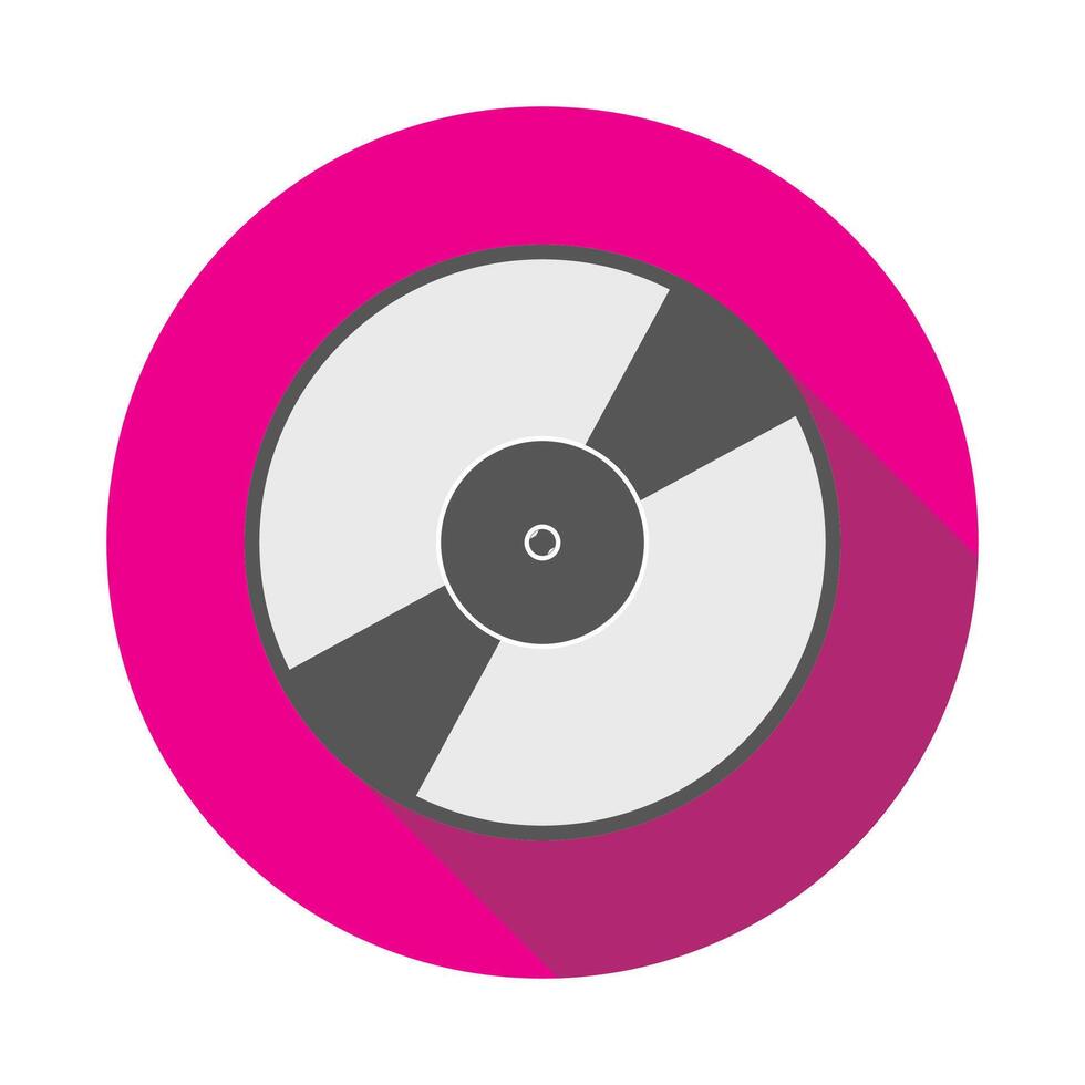 Compact disk flat icon with long shadow Illustration. vector