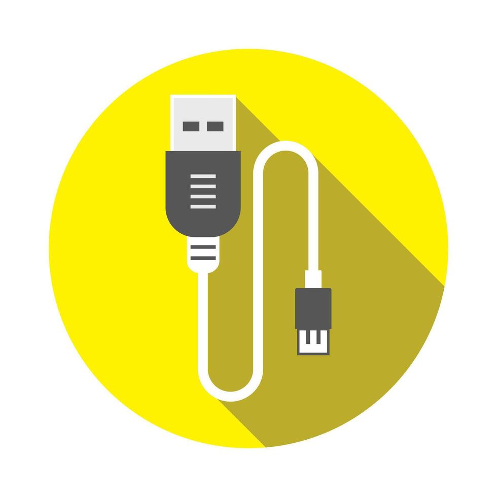USB cable icon. Flat design style illustration. Network connection. vector