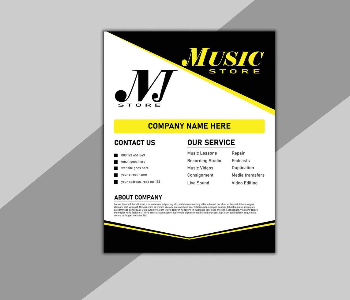 Creative modern music flyer design. Business music flyer template design vector