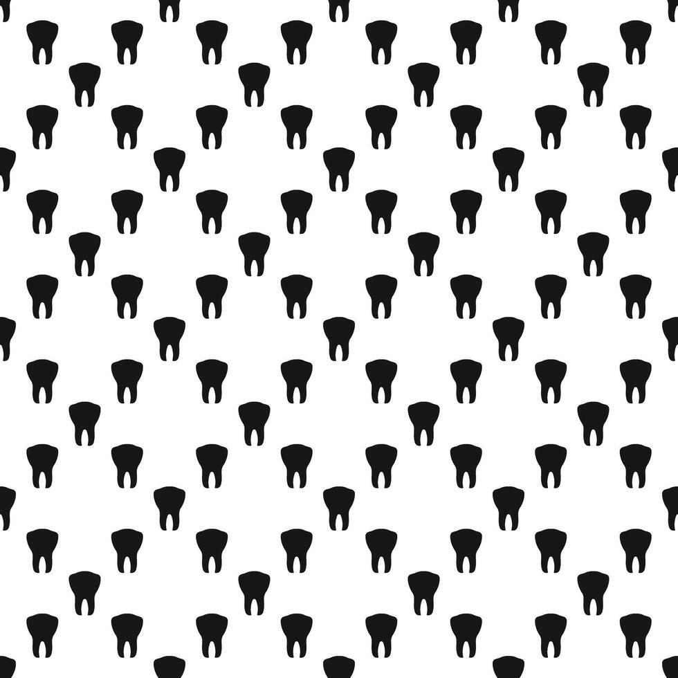 Dental seamless pattern with simple minimalistic black teeth on the white background vector