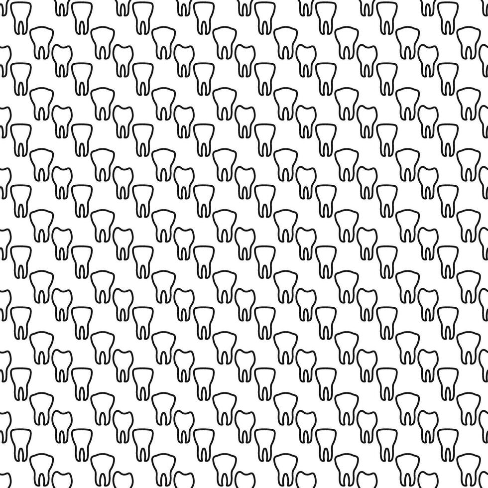 Seamless pattern with teeth, line drawing on dental theme vector