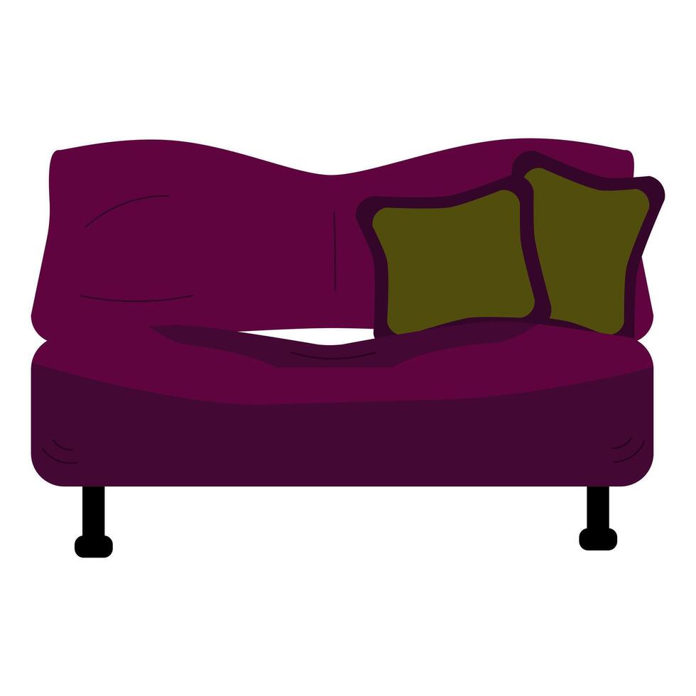Dark maroon sofa isolated on white background, furniture store vector