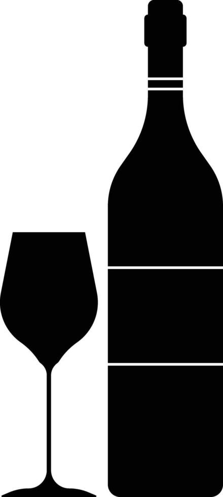 Wine Bottle and Glass Icon vector
