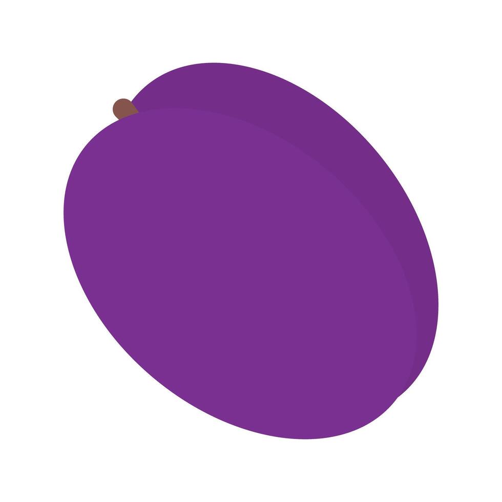 Colorful Plum Seasonal Stone fruit in trendy purple. Icon Sticker Pictogram Minimalistic design idea. Isolated illustration Thematic cards, Healthy Eating leaflets, posters or web promo banners vector