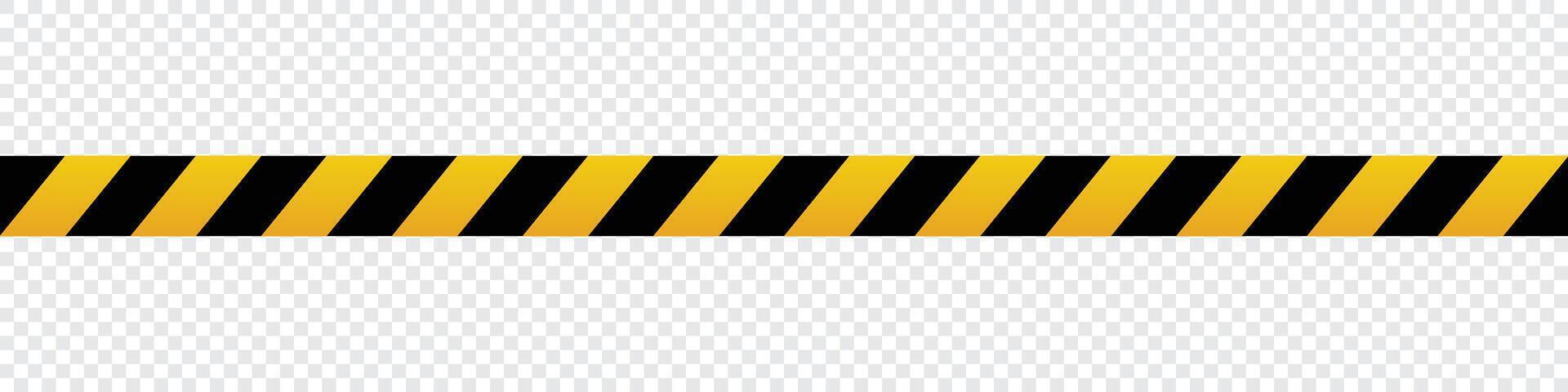 Warning tape with yellow and black diagonal stripes. Warning tape and police line. Warning danger tape. Restriction tape. Seamless line. illustration vector