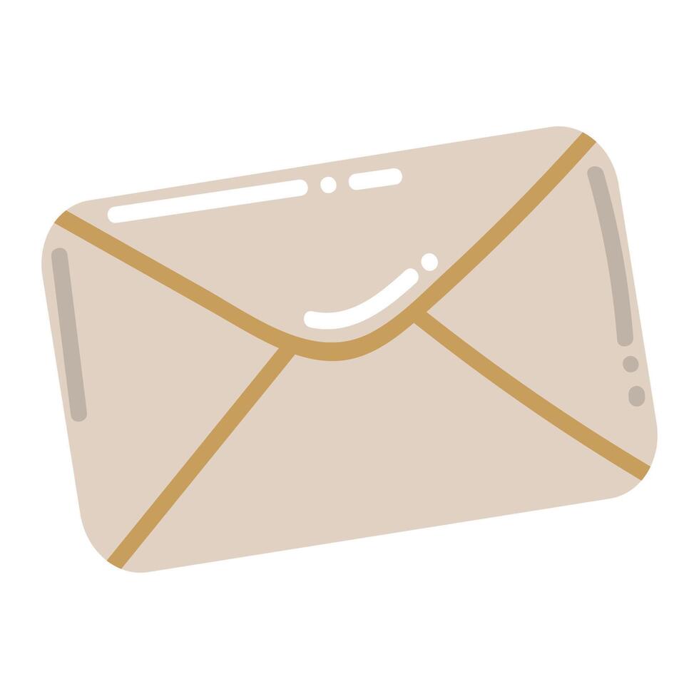 Cute cartoon envelope with letter in flat style. Merry Christmas design element. vector