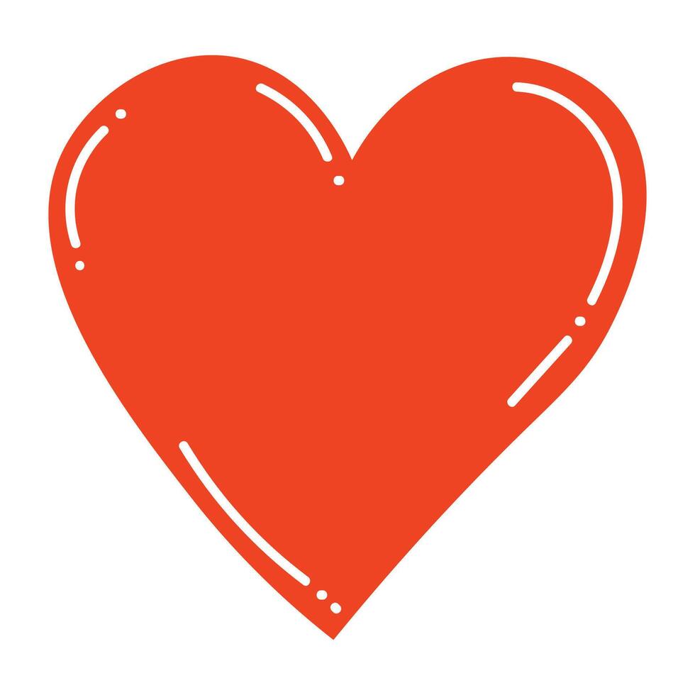 Cute cartoon heart shape in flat style. Love symbol isolated on white background. vector