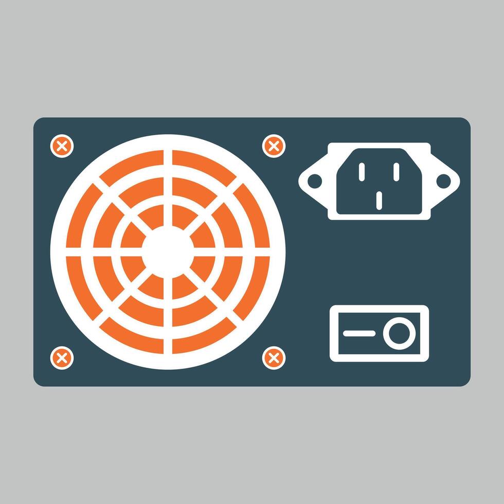 computer power supply icon, motherboard, device, microcircuit isolated vector