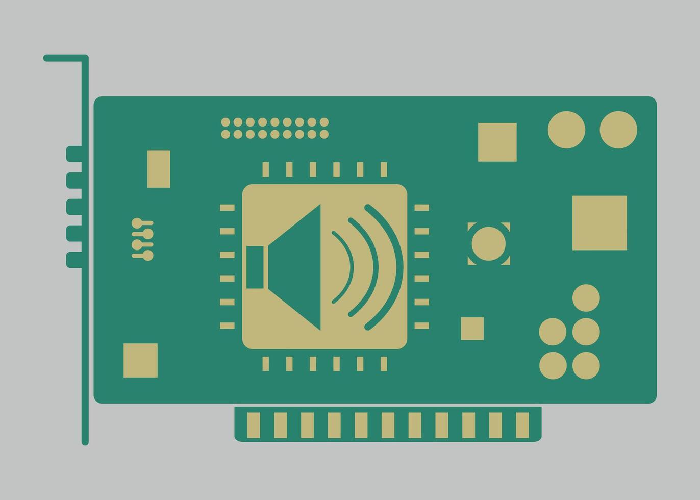 icon of audio card for computer, motherboard, computer component, microcircuit isolated vector