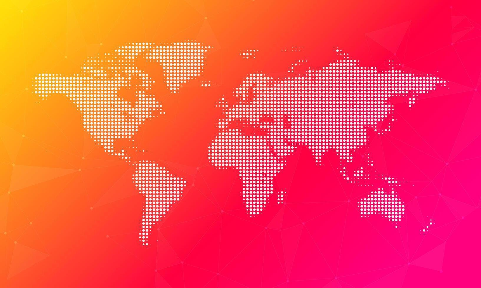 World map and continents from hexagons on gradient background. World map. vector