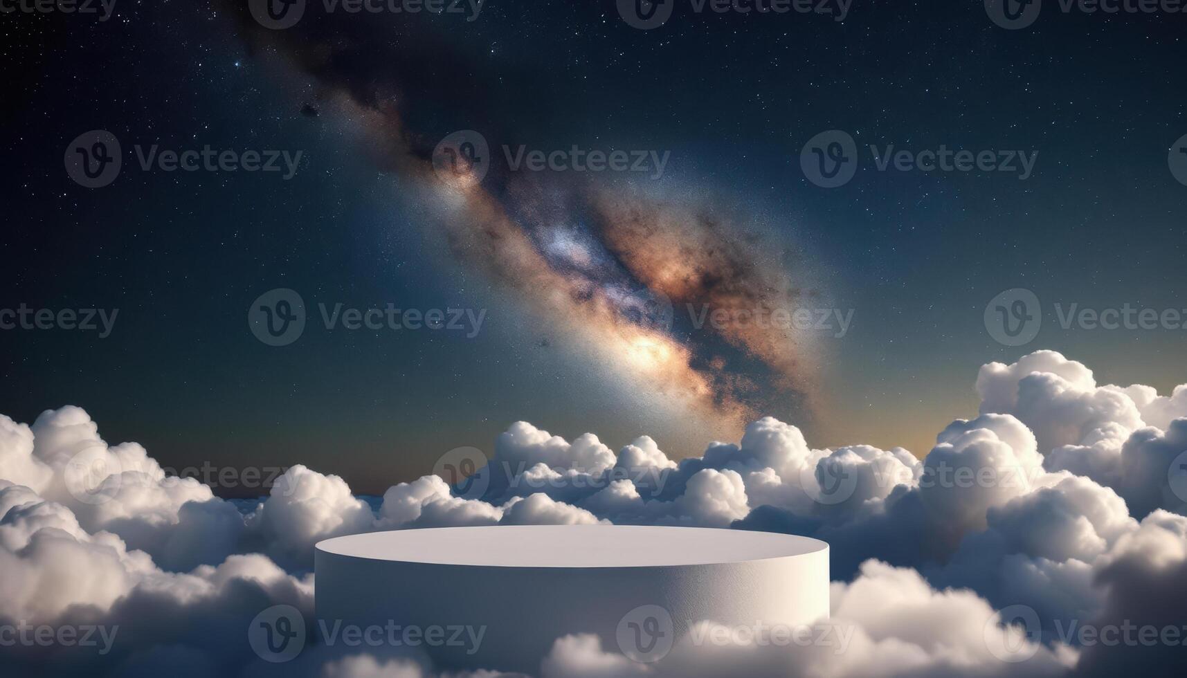 A white table in the middle of the clouds photo