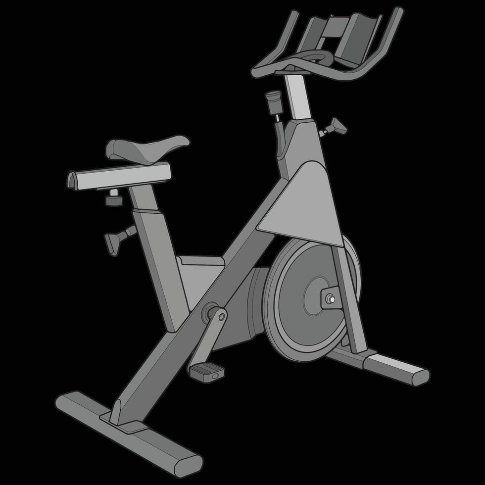 Static bike. Fitness, cardio, and muscle building machines, equipments set at gym. Workout and training concept. illustration. vector